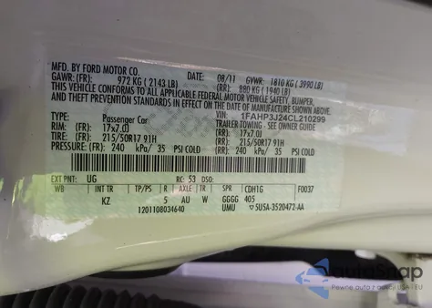 2012 Ford Focus Titanium z USA, uszkodzony, nr VIN 1FAHP3J24CL210299